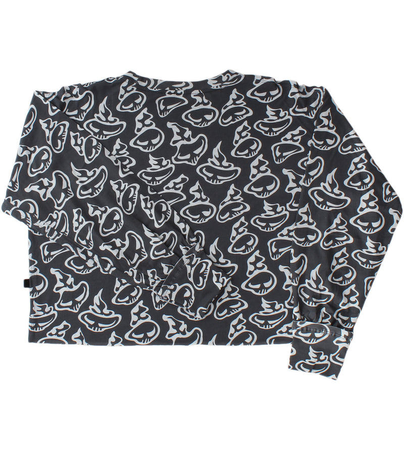 Swirly Women's Long Sleeve Cropped Shirt - Light Grey