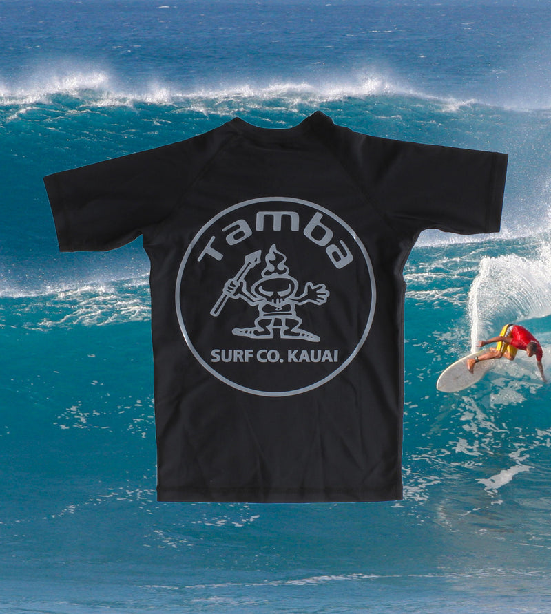 Stamp Rash Guard YOUTH Short Sleeve Shirt - Black