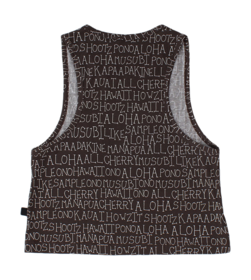 Talk Story Womens Crop Tank - Black