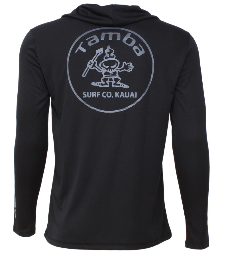 Stamp UV Long Sleeve Hooded Shirt - Black