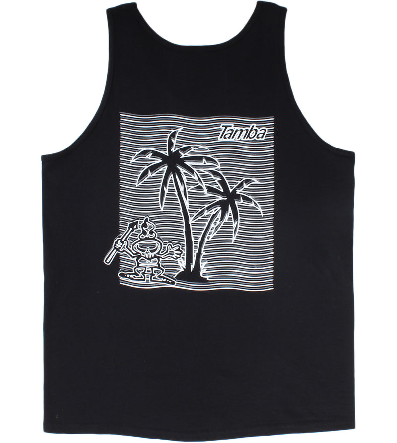 Palm Lines Tank Top Shirt - Black