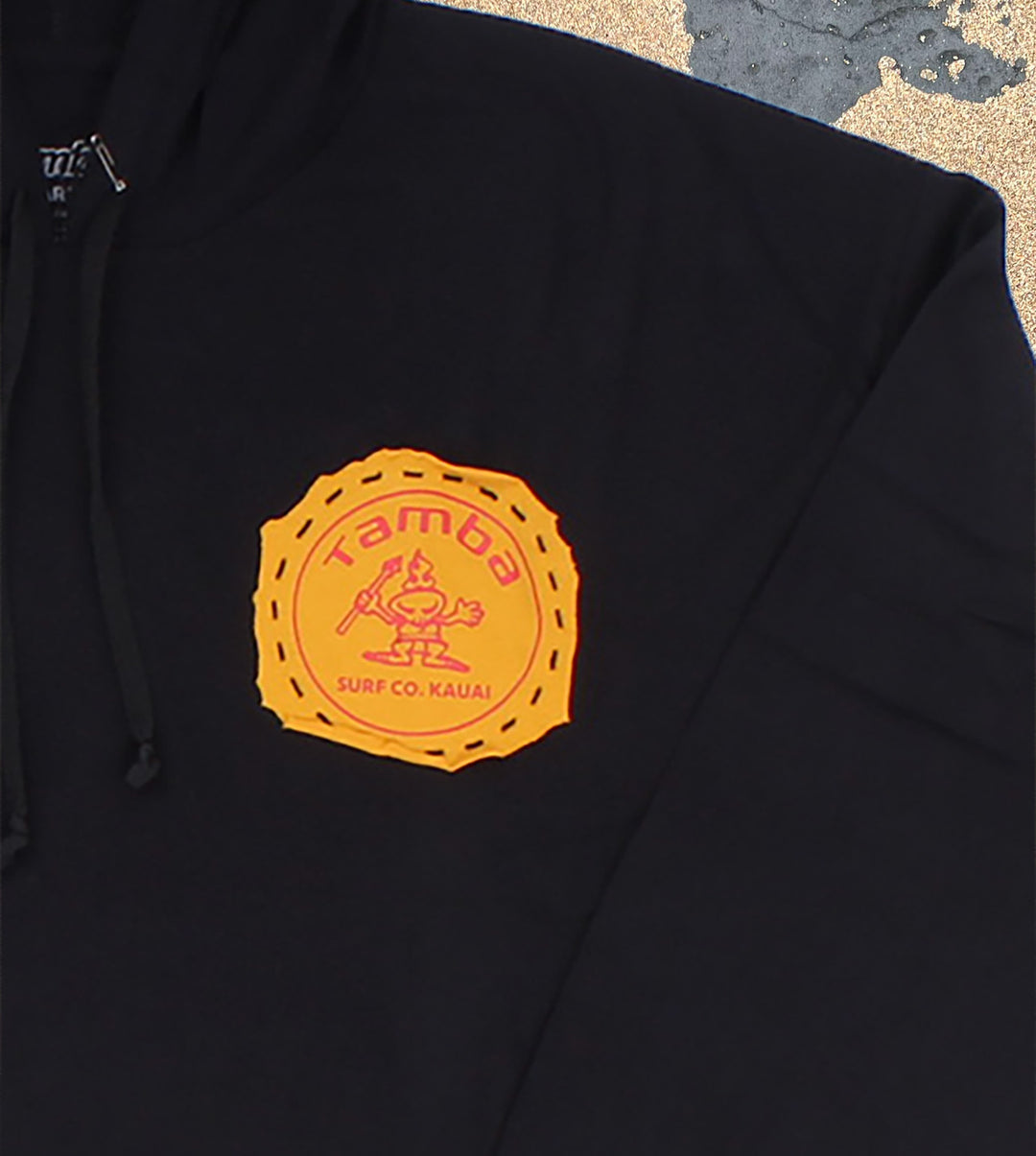 Tamba Style 4 Stitched-Print Long Sleeve Shirt Hoodie - Black