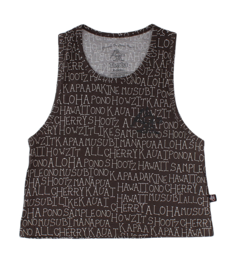 Talk Story Womens Crop Tank - Black