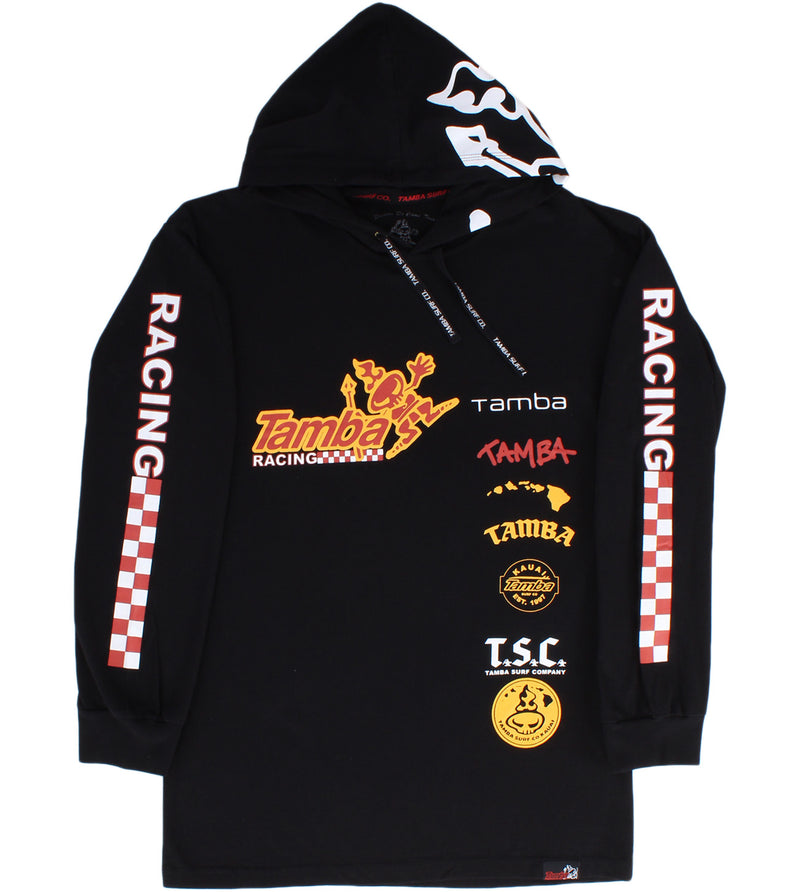Tamba Racing Long Sleeve Hooded Shirt - Black