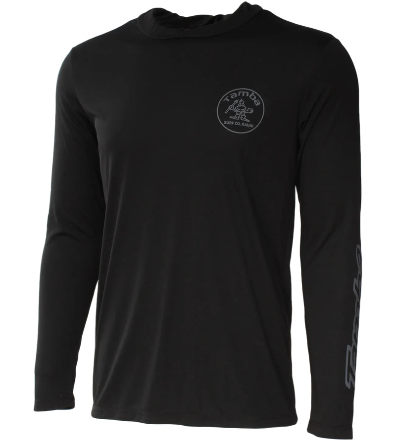 Stamp UV Long Sleeve Hoodie Shirt - Black