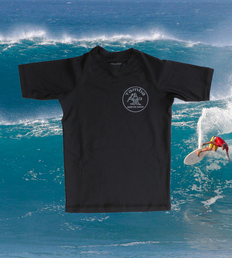 Stamp Rash Guard YOUTH Short Sleeve Shirt - Black