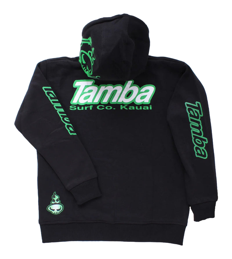 Surf Co Kauai Zip-Up Hoodie - Black Green/White