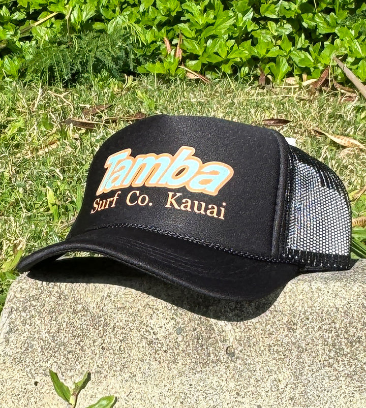 Surf Co Trucker Youth Hat - Black Orange Teal