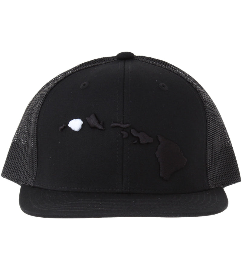 Hawaii Premium Mesh Snapback Hat - Black/White