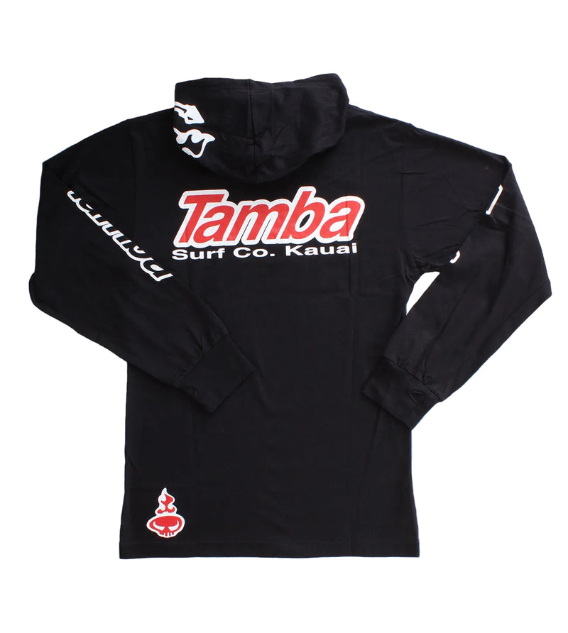 Surf Co Kauai Hooded Long Sleeve Shirt - Black/White/Red
