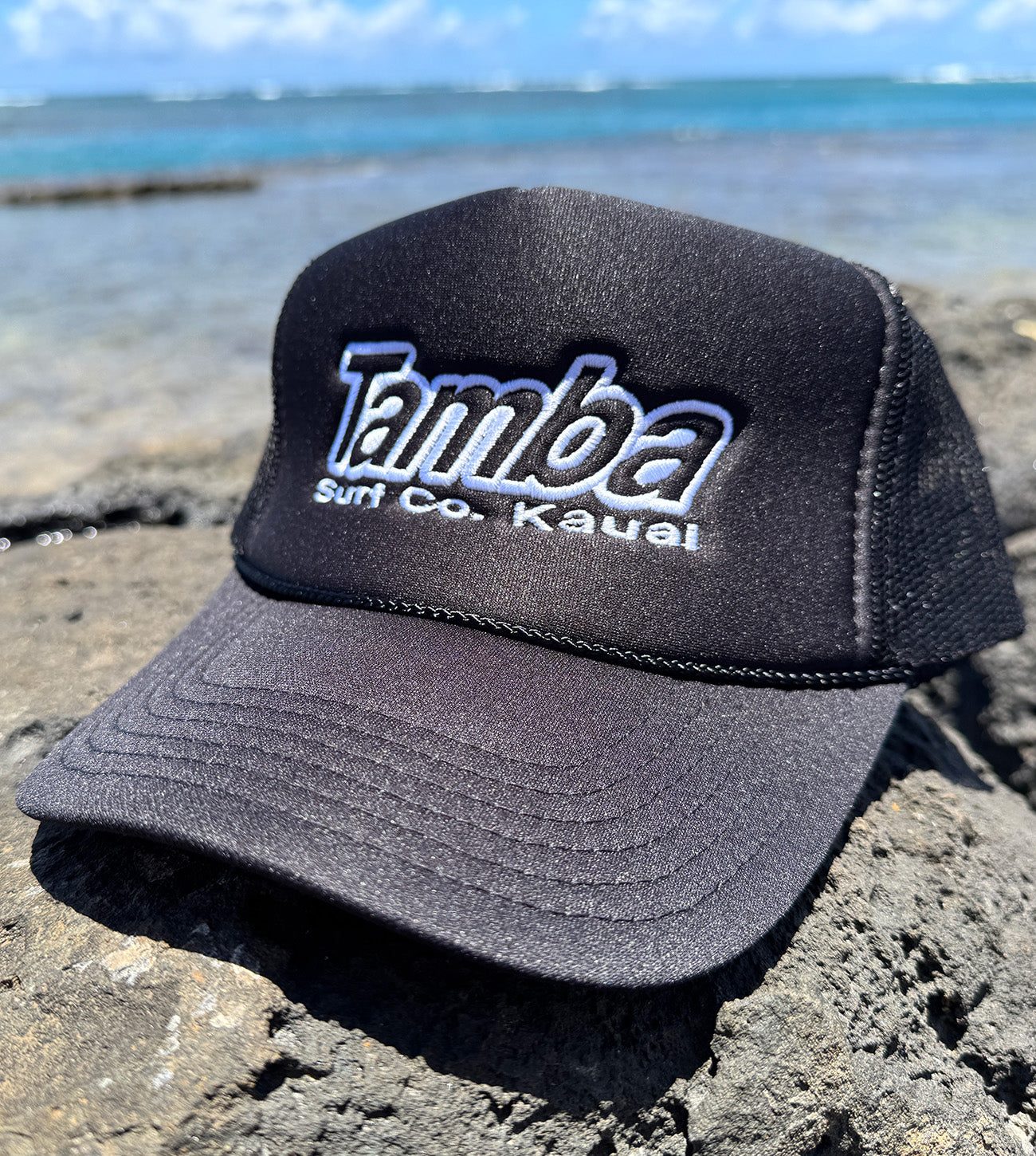 Surf Co Trucker Embroidered Hat - Black/White