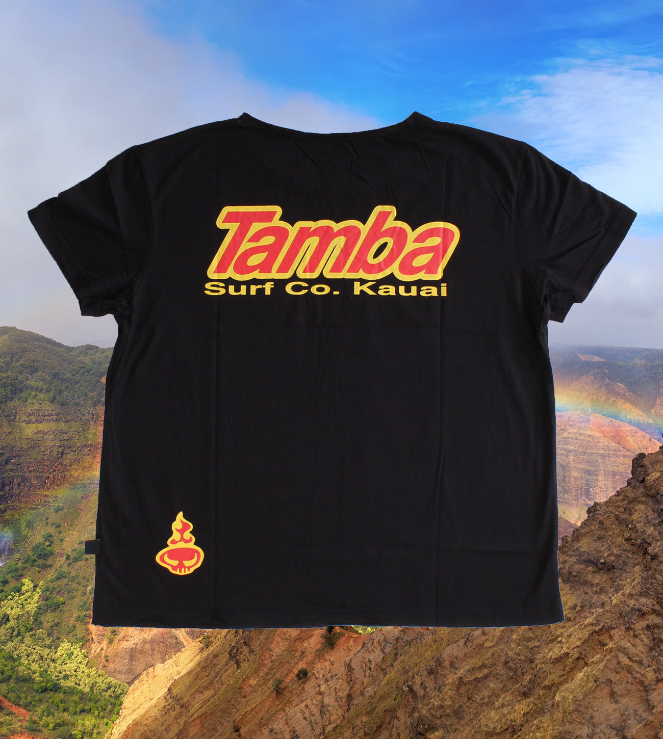 Surf Co Kauai Womens Short Sleeve Shirt - Black/Yellow/Red