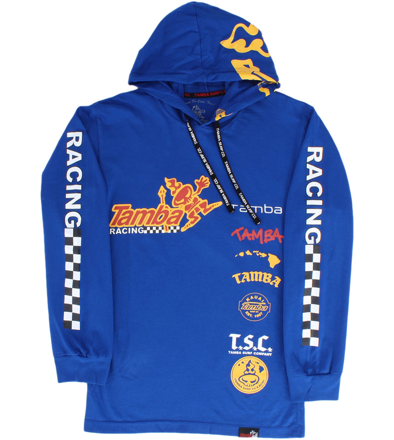 Tamba Racing Long Sleeve Hooded Shirt - Royal