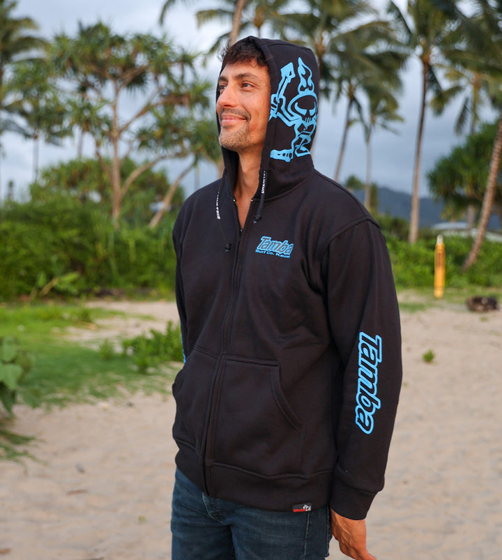 Surf Co Kauai Zip-Up Hoodie - Black Blue/Silver