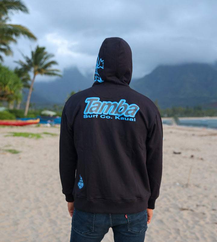 Surf Co Kauai Zip-Up Hoodie - Black Blue/Silver