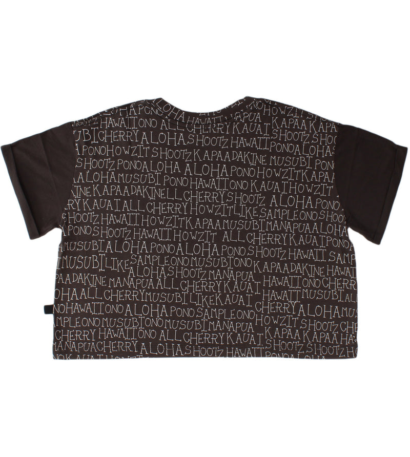 Talk Story Womens Pocket Crop Short Sleeve Shirt - Brown