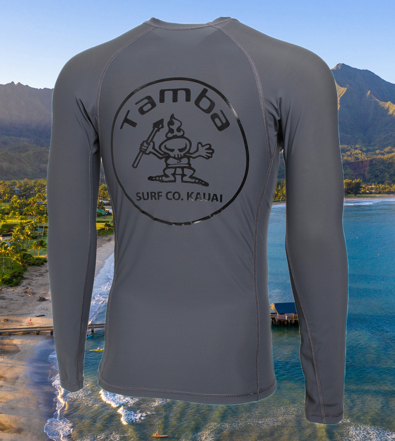 Stamp Rash Guard Long Sleeve Shirt - Charcoal
