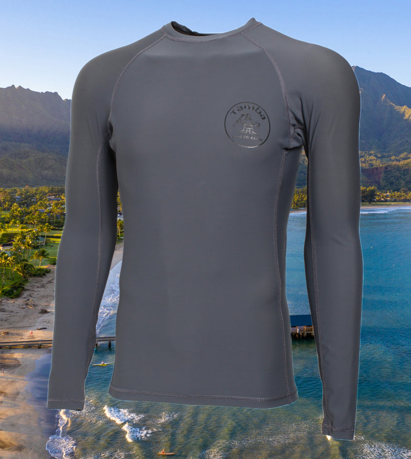 Stamp Rash Guard Long Sleeve Shirt - Charcoal