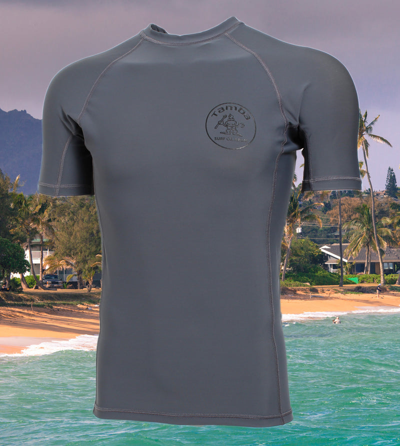 Stamp Rash Guard Short Sleeve Shirt - Charcoal