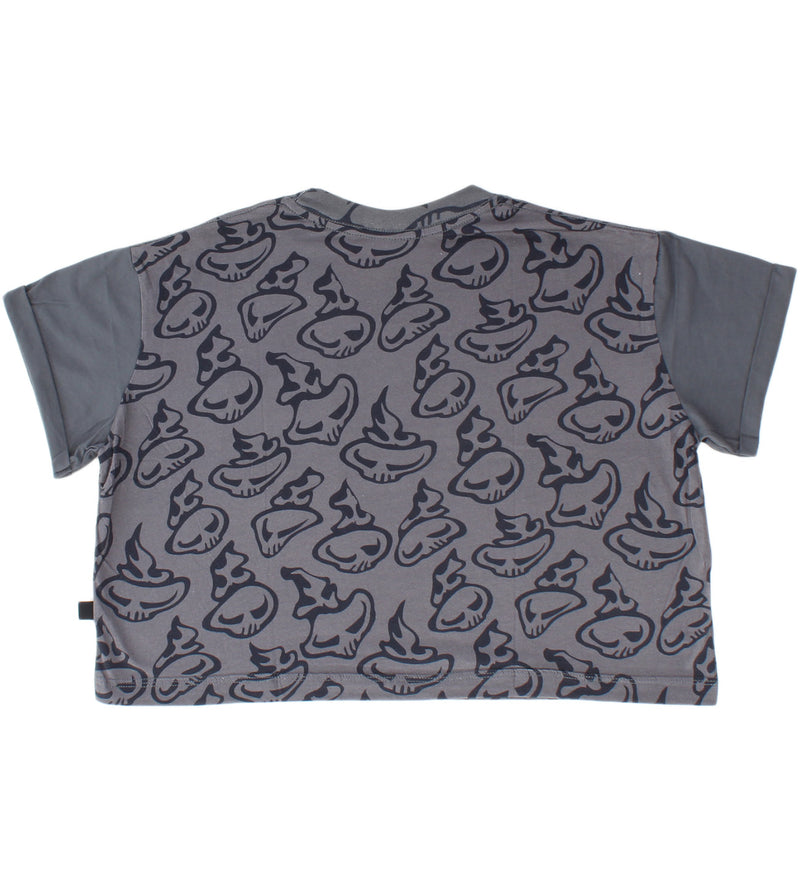 Swirly Womens Short Sleeve Pocket Crop - Dark Grey