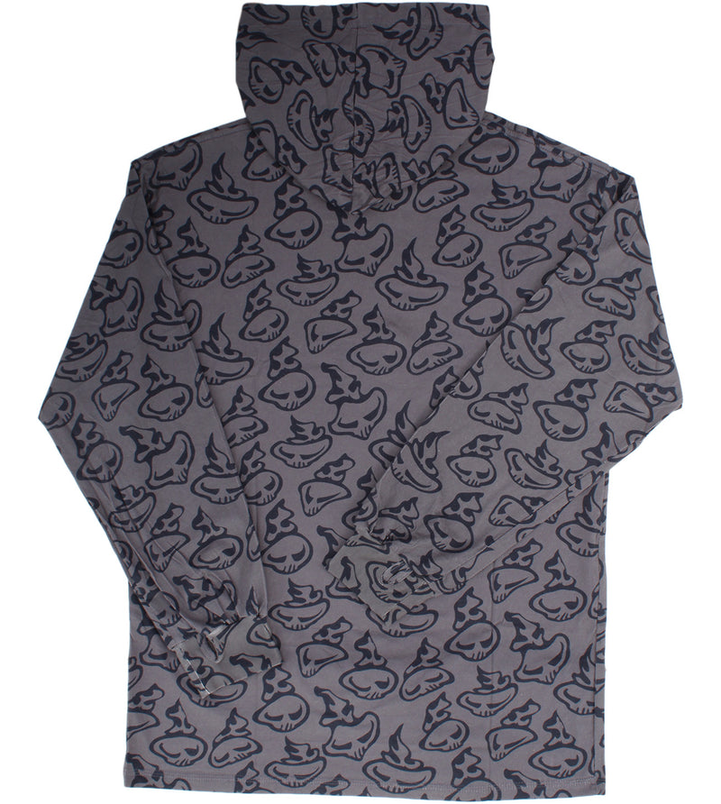 Swirly Long Sleeve Shirt Hooded - Dark Grey