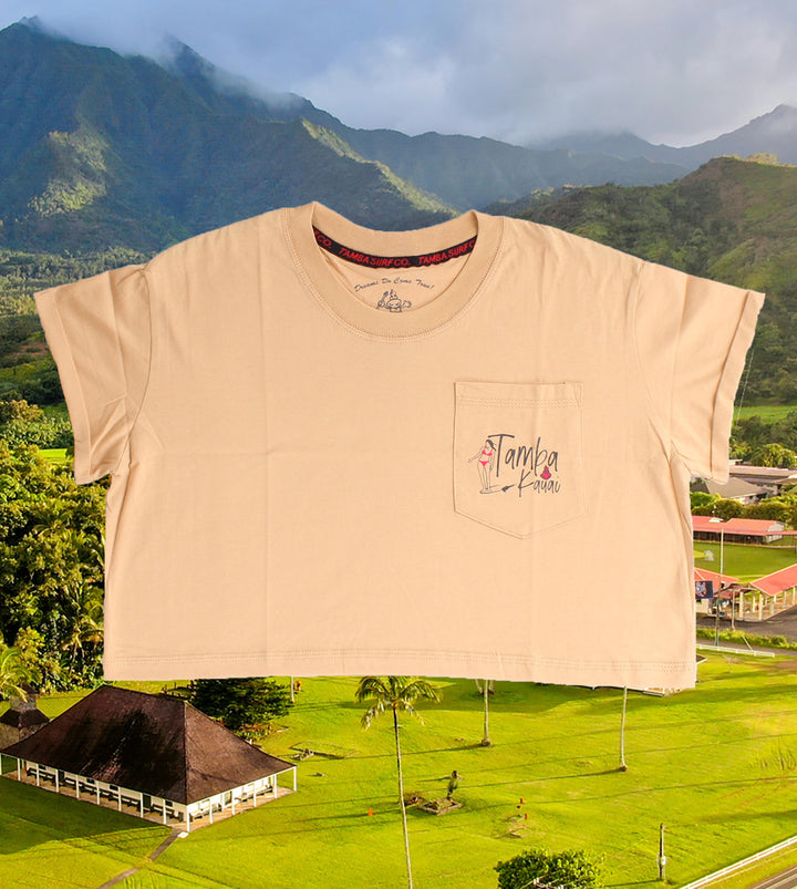 Hangin' Out Womens Short Sleeve Crop Shirt - Sand