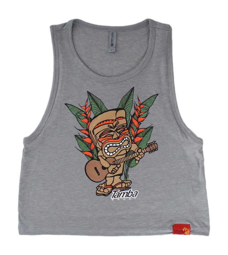 Jungle Jam Women's Festival Cropped Tank Top Shirt - Heather Grey