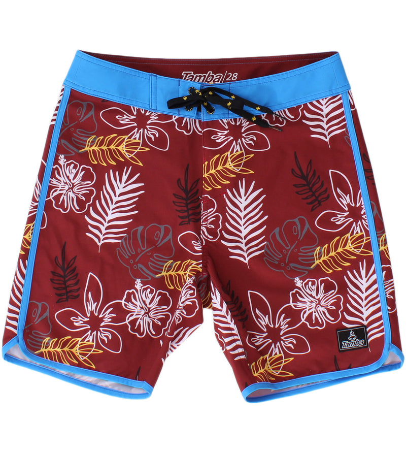 Flora Board Shorts - Maroon/Blue