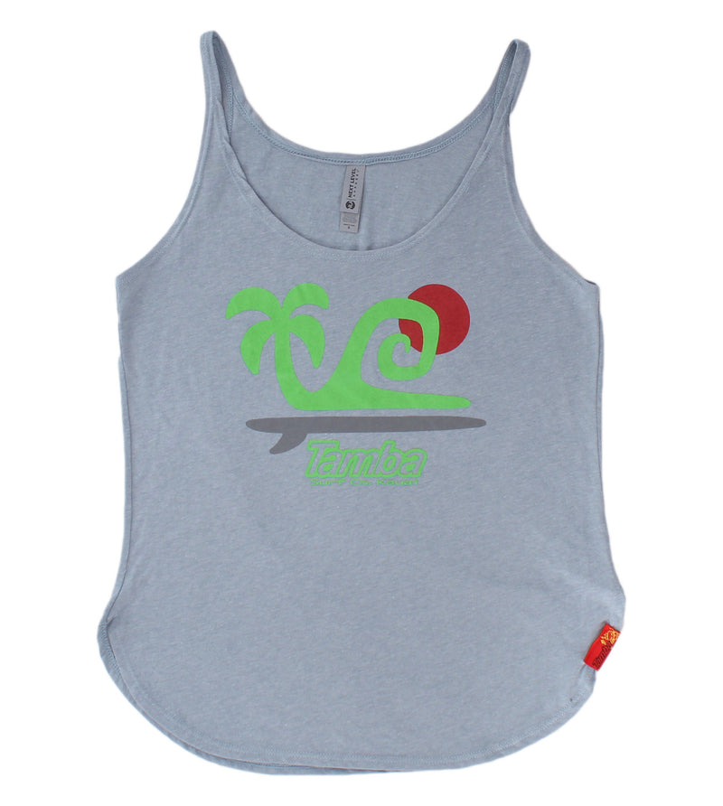 Zen Tropic Women's Festival Tank Top Shirt - Stonewash Denim