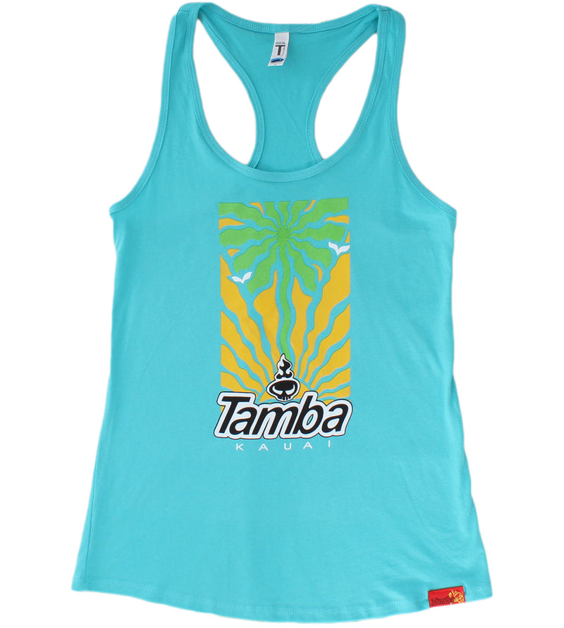 Sunrise Palm Women's Racerback Shirt - Tahiti Blue