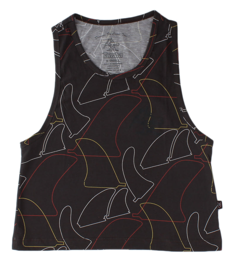 Board Fin Women's Crop Tank - Dark Grey
