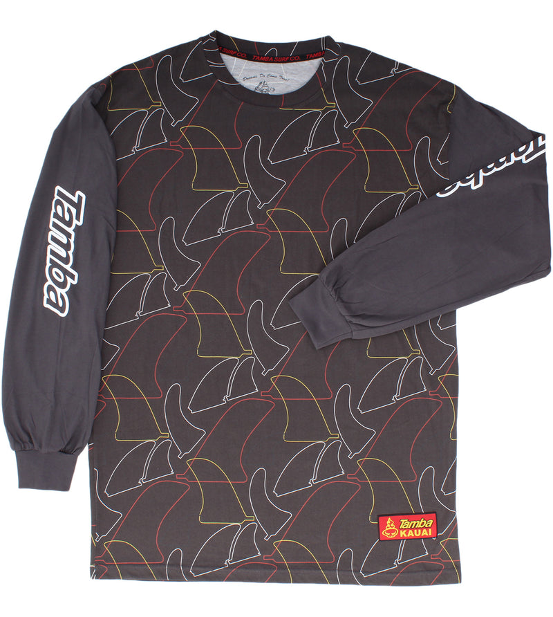 Board Fin Long Sleeve Shirt- Dark Grey
