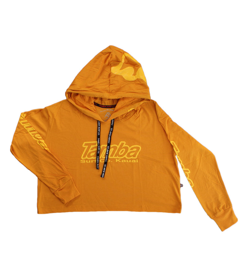 TSC Womens Long Sleeve Hooded Crop Shirt - Sunkist Yellow