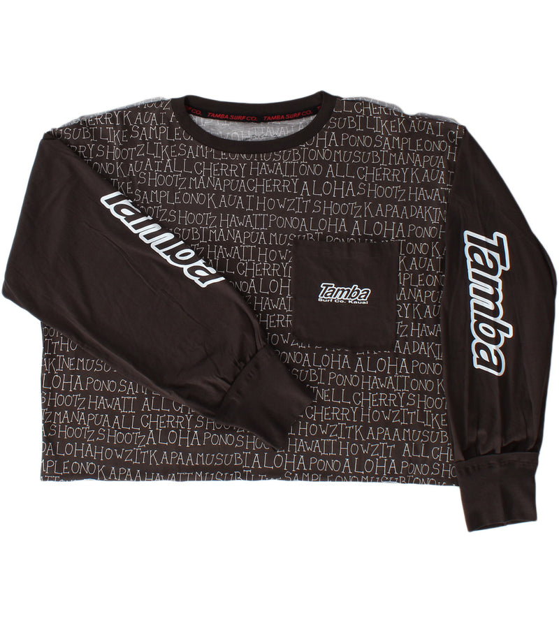 Talk Story Women's Long Sleeve Cropped Shirt - Brown