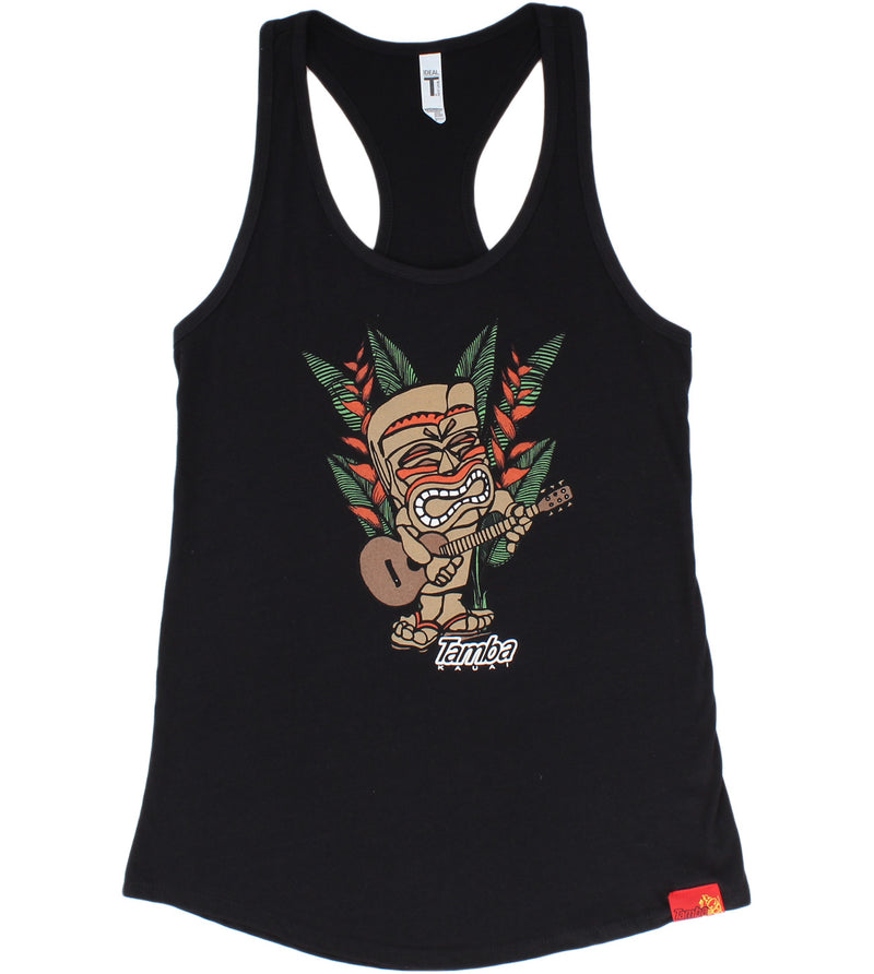 Jungle Jam Women's Racerback Tank Top Shirt - Black