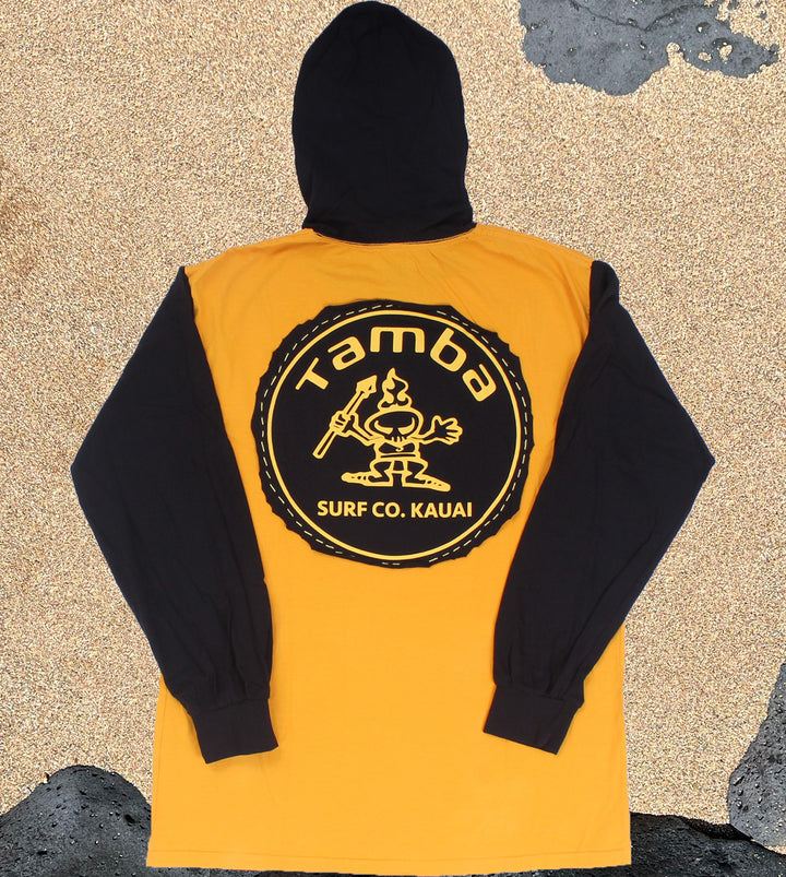 Tamba Style 4 Stitched-Print Long Sleeve Shirt Hoodie - Black/Yellow