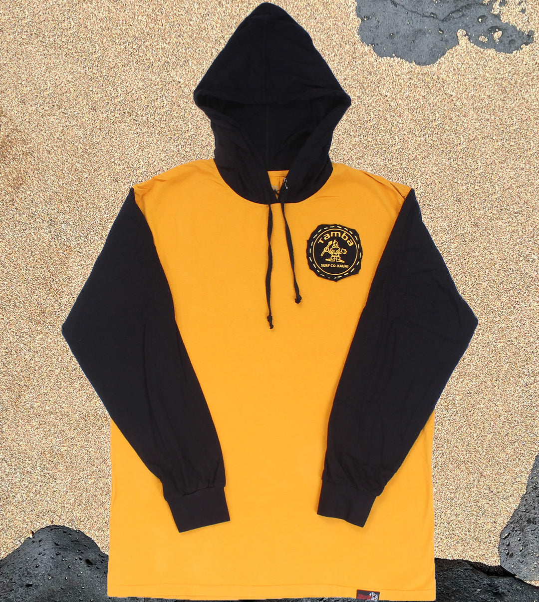 Tamba Style 4 Stitched-Print Long Sleeve Shirt Hoodie - Black/Yellow