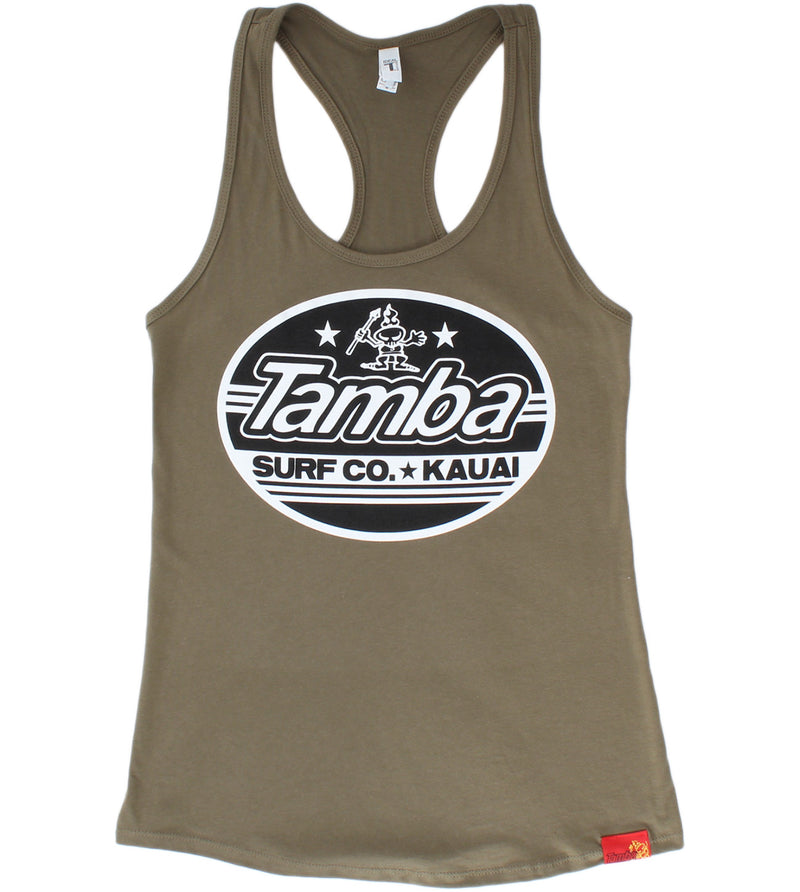 Hoku Pana Women's Racerback Tank Top Shirt - Military Green