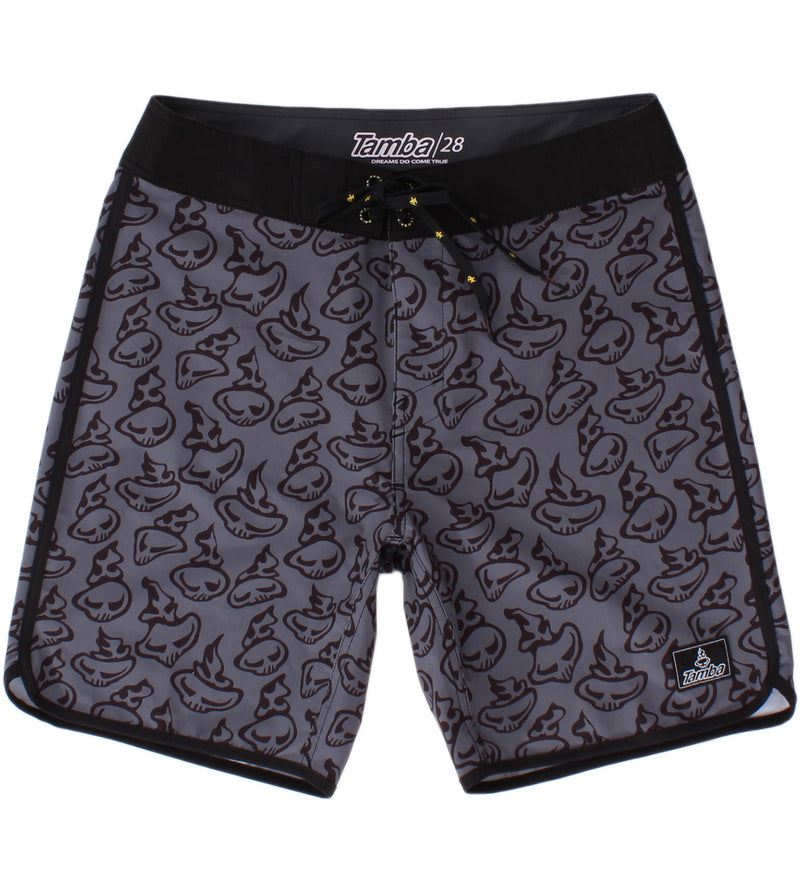 Swirly Board Shorts - Grey/Black