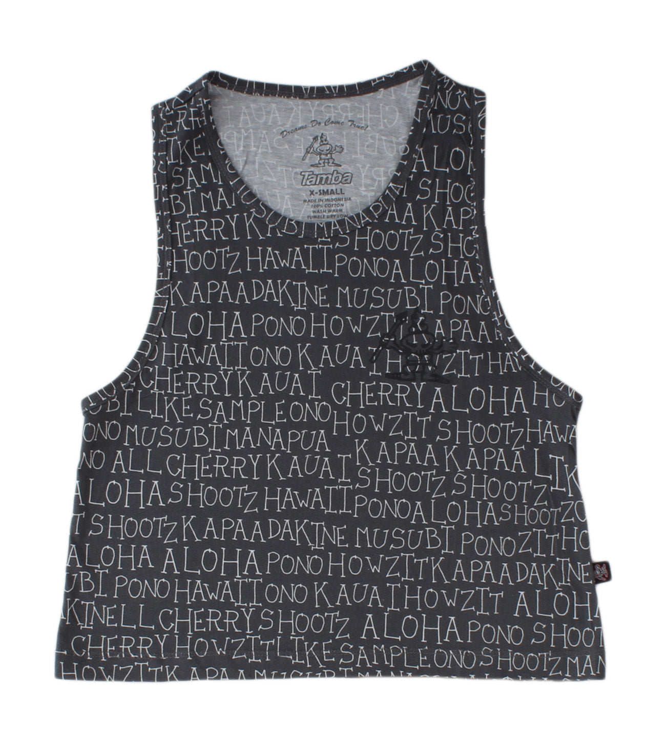 Talk Story Womens Crop Tank - Grey