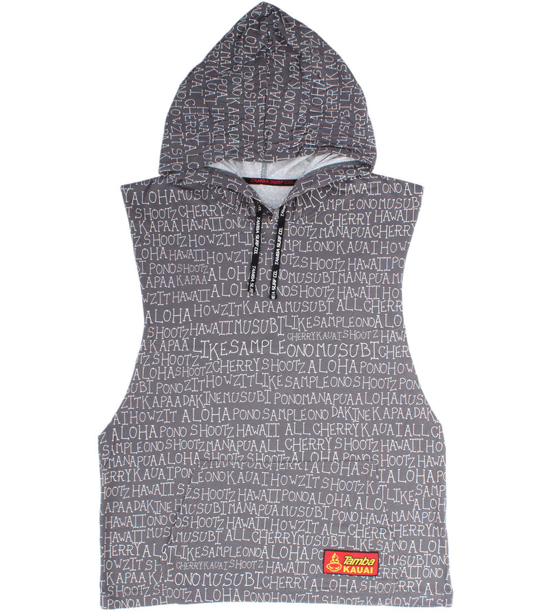 Talk Story Tank Top Hoodie Shirt - Grey