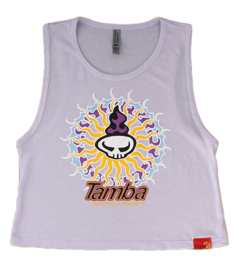 Warrior Burst Womens Festival Cropped Tank Top Shirt - Lavender