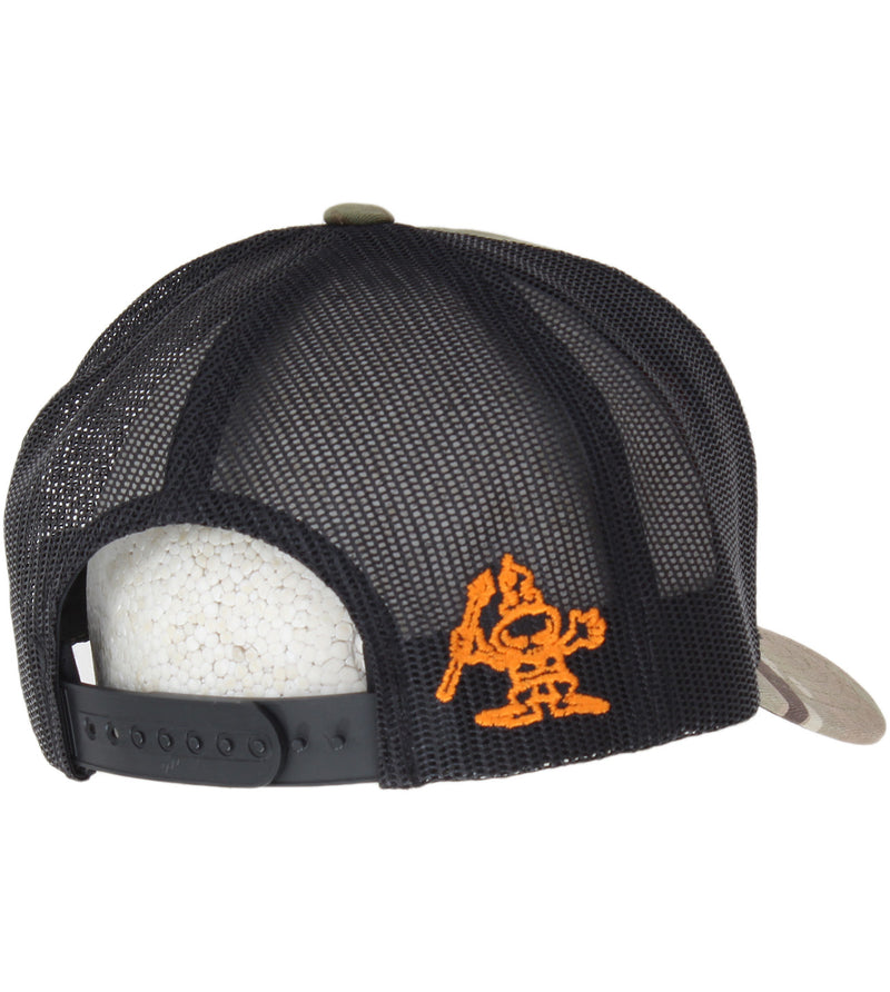 Multicam Surf Co 3D Curvebill Mesh Snapback Hat - Light/Orange