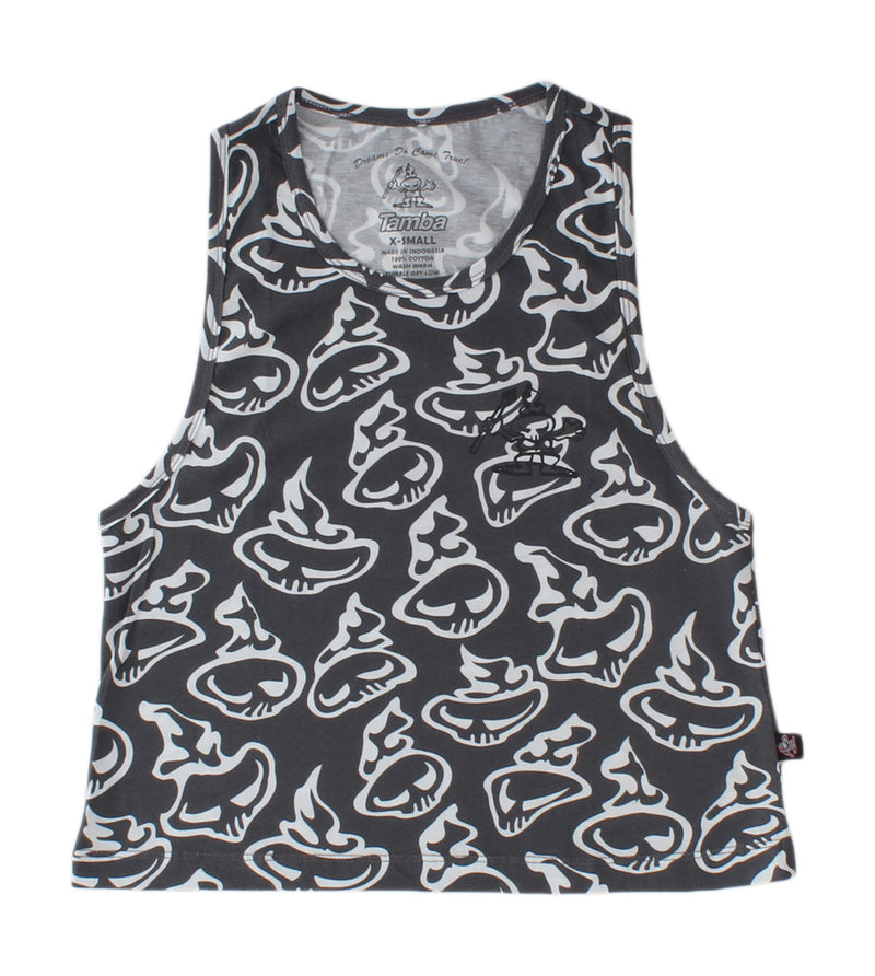 Swirly Womens Crop Tank - Light Grey