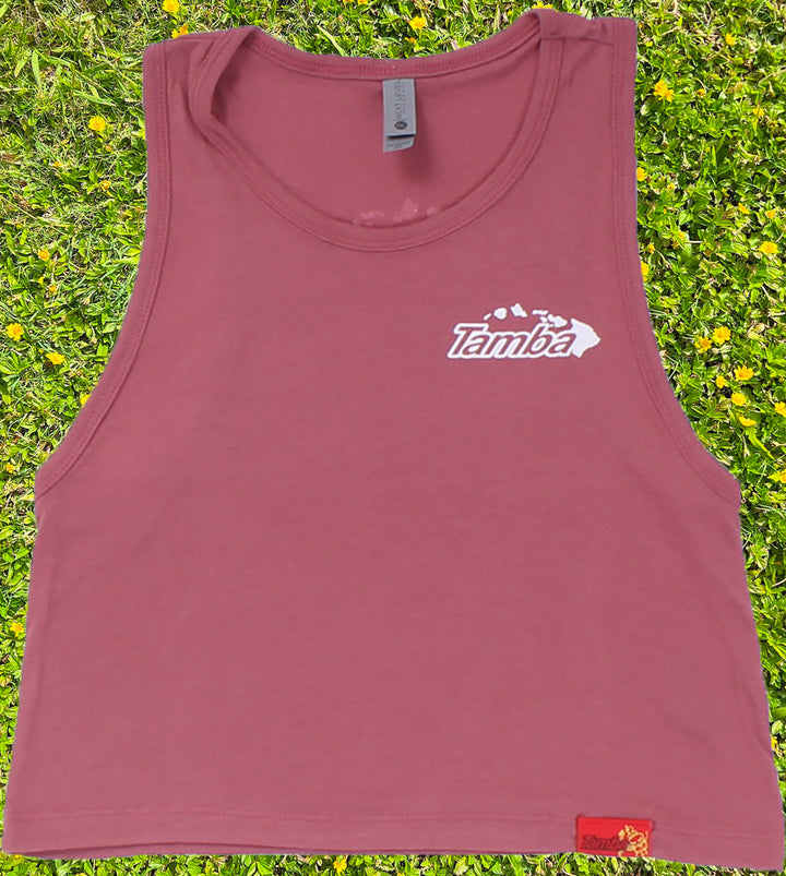 Stamp Womens Crop Tank Top Shirt - Mauve