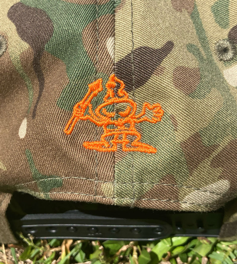 Multicam Camo Surf Co 3D Premium Snapback Hat - Light/Orange