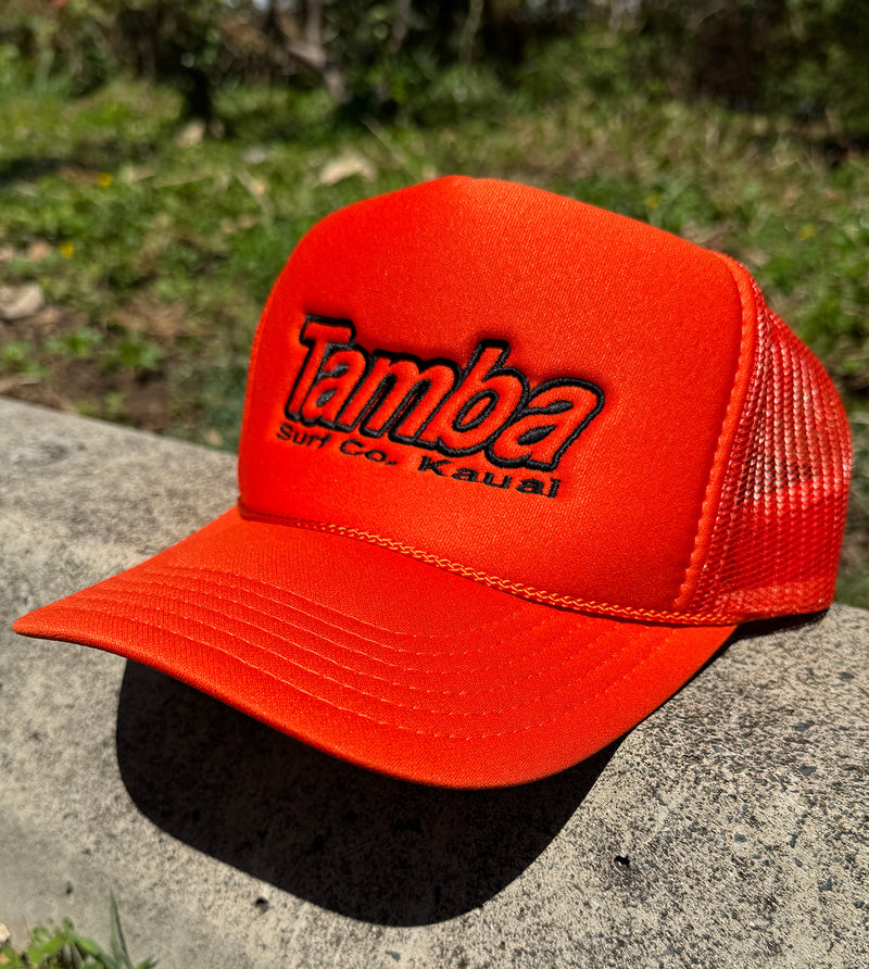 Surf Co Trucker Embroidered Hat - Orange/Black