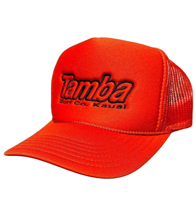 Surf Co Trucker Embroidered Hat - Orange/Black