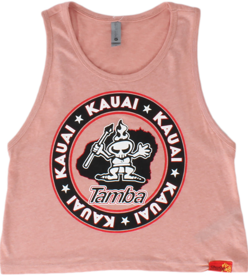 Kaua'i Kine Womens Cropped Festival Tank Top Shirt - Desert Pink