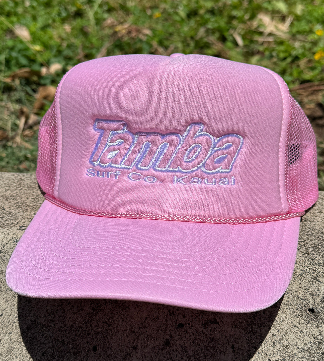Surf Co Trucker Embroidered Hat - Pink/White